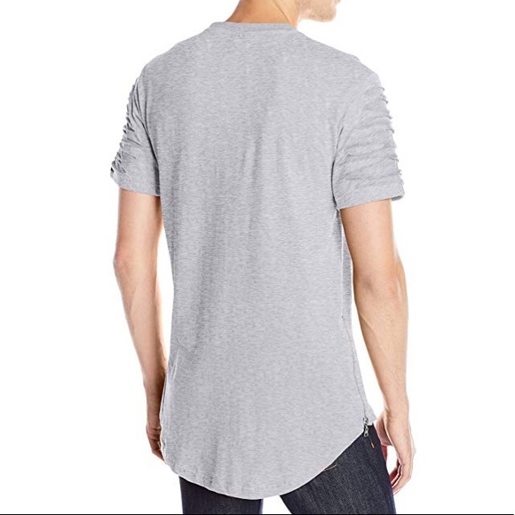 Men's Scallop Tee with Zipper Trim On Sides - Picture 2 of 5